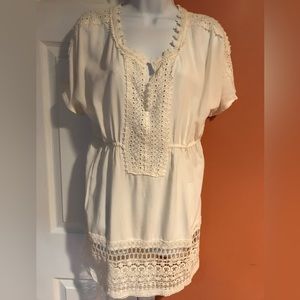 ❄️Crochet Embellished White Beach Cover Up, L